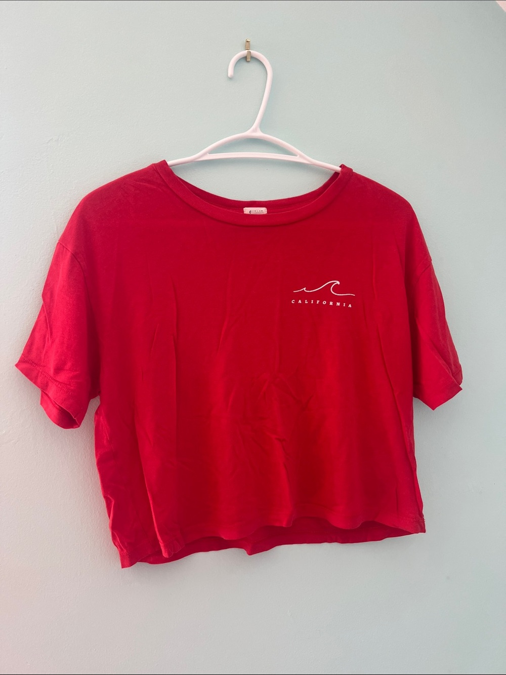 GARAGE Red Crewneck Crop Tee